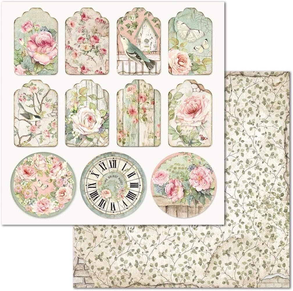STAMPERIA INTERNATIONAL, KFT PAPER PAD 12X12 10PK HOUSE ROSE, 30.5 x 30.5 (12" x 12"), Multicoloured