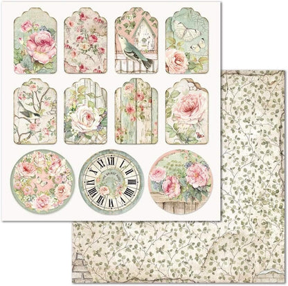 STAMPERIA INTERNATIONAL, KFT PAPER PAD 12X12 10PK HOUSE ROSE, 30.5 x 30.5 (12" x 12"), Multicoloured