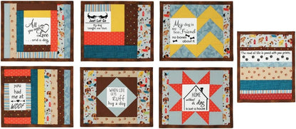 June Tailor Quilt As You Go Inspirational Mug Mats Dog Days, Natural/Blue Ink, 1 Count (Pack of 1)