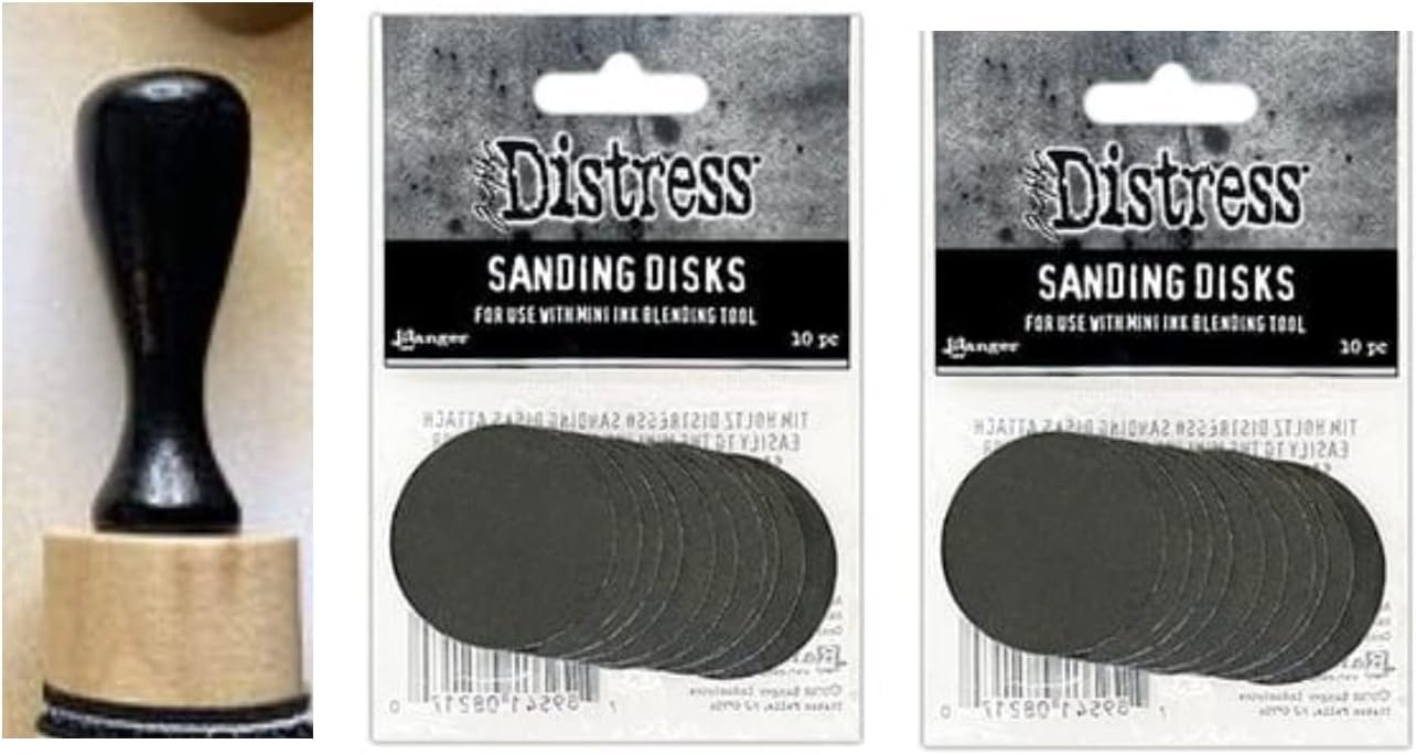 Bundle- One Mini Blending Tool and Two Packages of TDA82170 Sanding Discs 10 Pieces Each. Tim Holtz Ranger Ink Distress - Jan 2023 Release