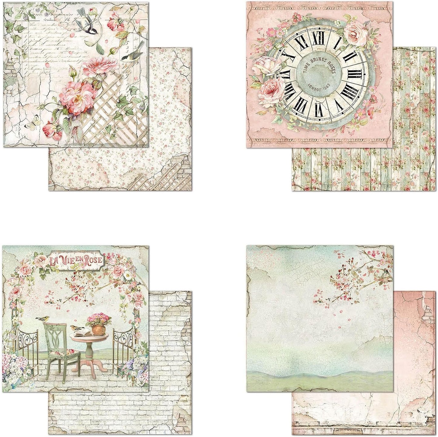 STAMPERIA INTERNATIONAL, KFT PAPER PAD 8X8 10PK HOUSE ROSE, 20.3 x 20.3 (8" x 8"), Multicoloured