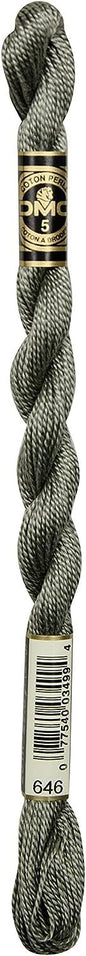 DMC 115 5-646 Pearl Cotton Thread, Dark Beaver Grey, Size 5
