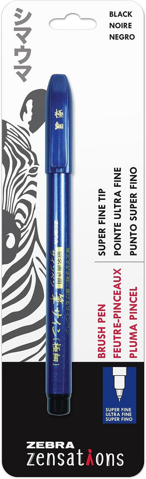 Zebra Pen Zensations Brush Pen, Brush Tip, Black Water-Resistant Ink, 1-Pack