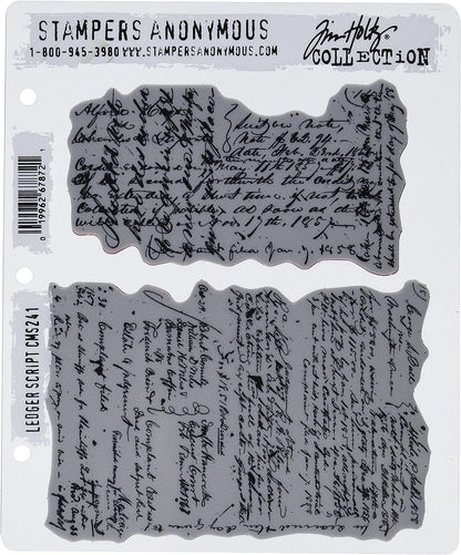 Stampers Anonymous Tim Holtz Cling Stamps 7"X8.5", Ledger Script