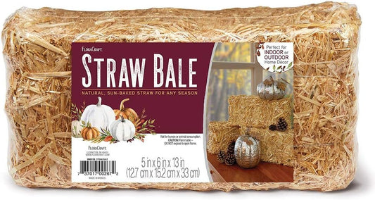 FloraCraft Decorative Straw Bale 5 Inch x 6 Inch x 13 Inch Natural