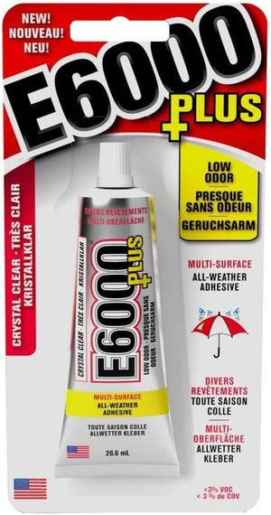 Eclectic Products inc. E6000 Plus Multi-Purpose Clear Glue, Waterproof and Paintable, Strong Flexible Craft Adhesive for Wood, Glass, Fabric, Ceramic, Metal and More