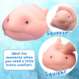 Axolotl Kiji Buddy and Slime and Archie McPhee Sunny The Happy Blobfish and Itty Bitty Blobfish - Axolotl Toy and Blobfish Plush for Stress Squeeze Toy - Bob Fish and Baby Axolotl Slime