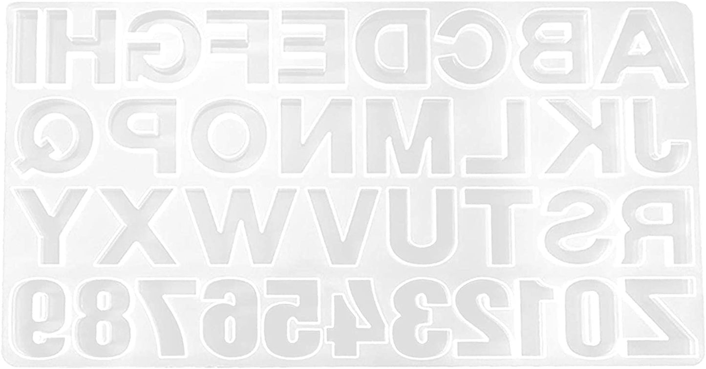 Pixiss Alphabet Letter Silicone Resin Molds Backward, Alphabet Silicone Molds for Resin, Letter Number Keychain Epoxy Molds for Making Keychains