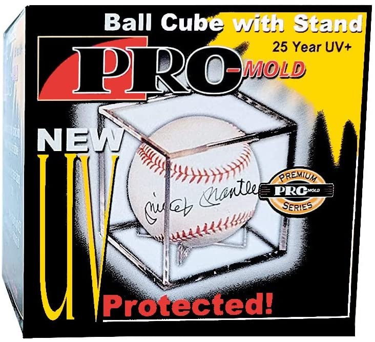 Pro-Mold Made in USA Baseball Cube Stand with 25+ Year Certified UV Protection (Crystal Clear, Ball Not Included)