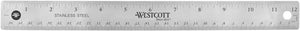 Westcott Stainless Steel Office Ruler with Non Slip Cork Base, Standard/Metric, 12" Long