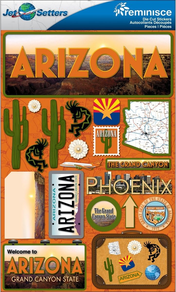 Reminisce Jet Setters State Dimensional Stickers 4.5"X7.5"-Arizona -JST00-2