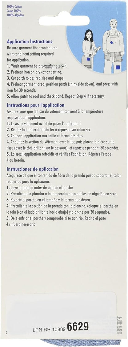 Wrights Products Bondex Iron-On Patches 5"X7" 2/Pkg, Faded Denim,Blue