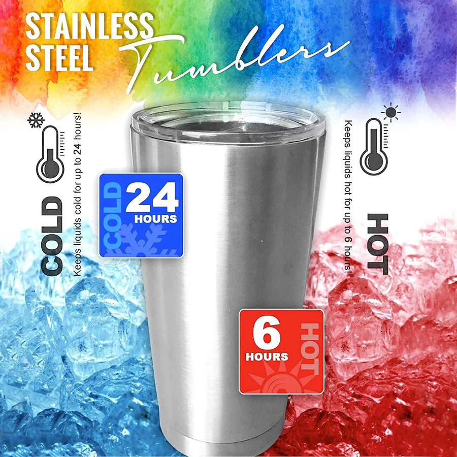 PIXISS 20oz. Stainless Steel Tumblers - 25 Pack