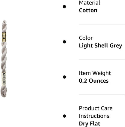 DMC 115 3-453 Pearl Cotton Thread, Light Shell Grey