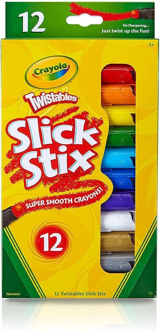 Crayola Twistables Slick Stix Crayons, 12 Count, Oil Pastel Alternative, Ages 3 & Up, Assorted