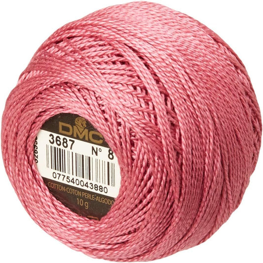 DMC 116 8-3687 Pearl Cotton Thread Balls, Mauve, Size 8