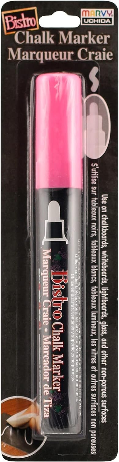 UCHIDA 480-C-F9 Marvy Broad Point Tip Fluorescent Bistro Chalk Marker, Pink
