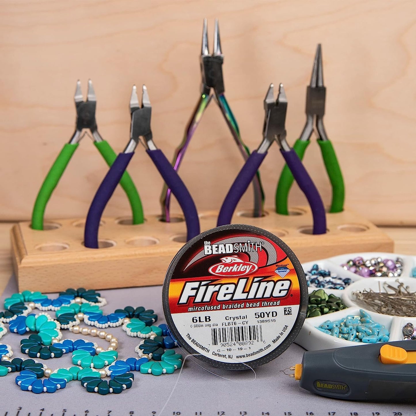 The Beadsmith Fireline by Berkley – Micro-Fused Braided Thread – 6lb. Test.006”/.15mm Diameter, 50 Yard Spool, Crystal Color – Super Strong Stringing Material for Jewelry Making and Bead Weaving