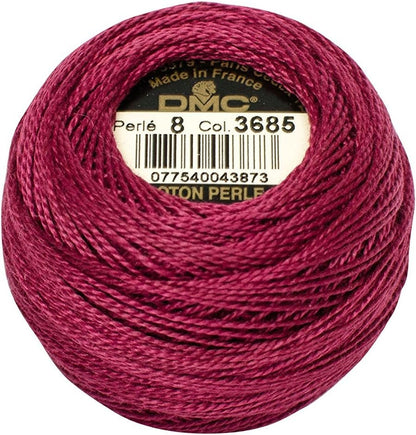 DMC 116 8-3685 Pearl Cotton Thread Balls, Very Dark Mauve, Size 8