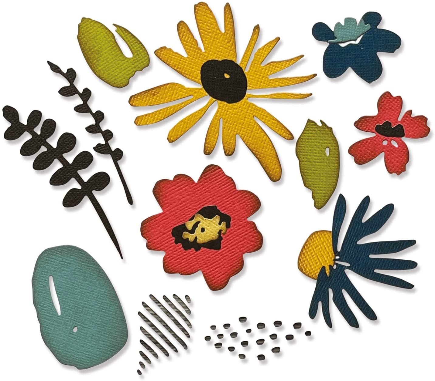 Sizzix Thinlits Die Set 11PK Modern Floristry by Tim Holtz | 665853 |Chapter 2 2022, Multicolor