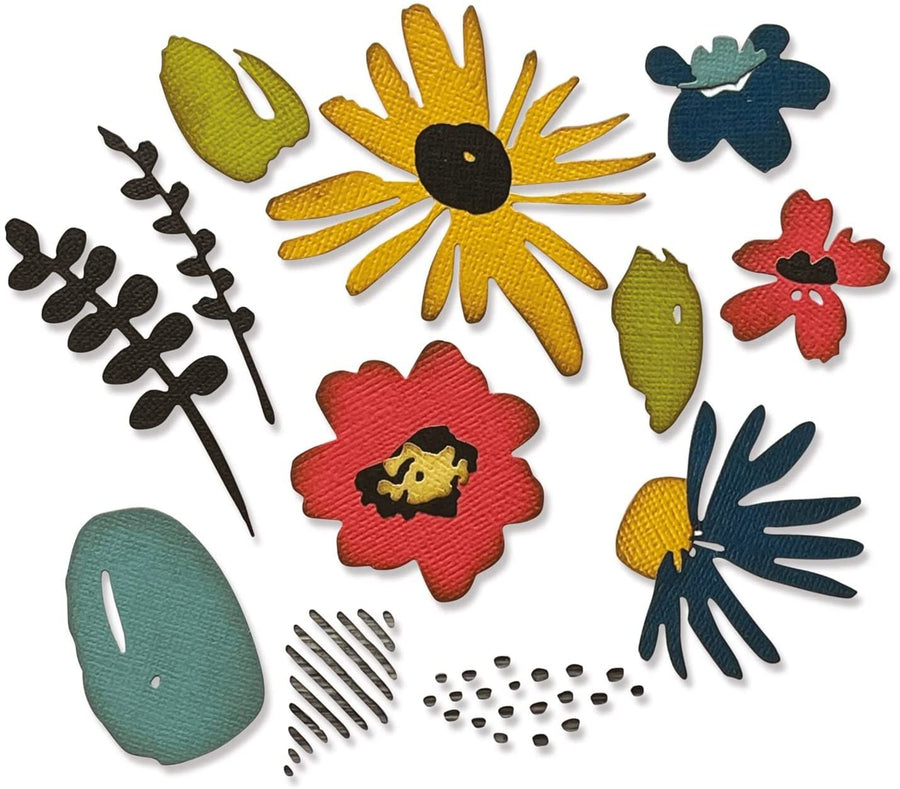 Sizzix Thinlits Die Set 11PK Modern Floristry by Tim Holtz | 665853 |Chapter 2 2022, Multicolor