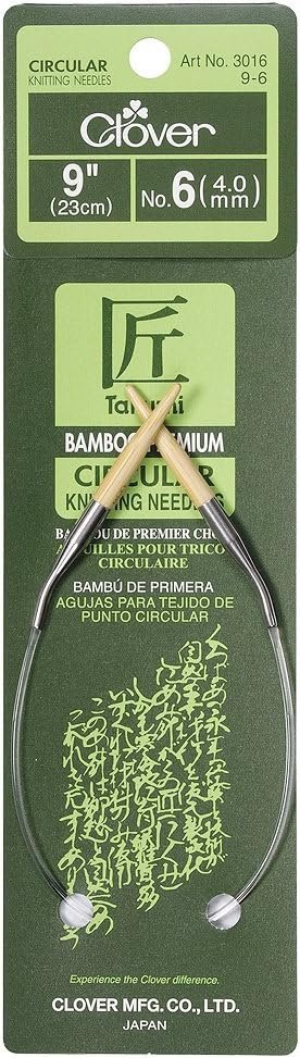 Clover Bamboo Circular Knitting Needles Takumi, 9-Inch Size 6