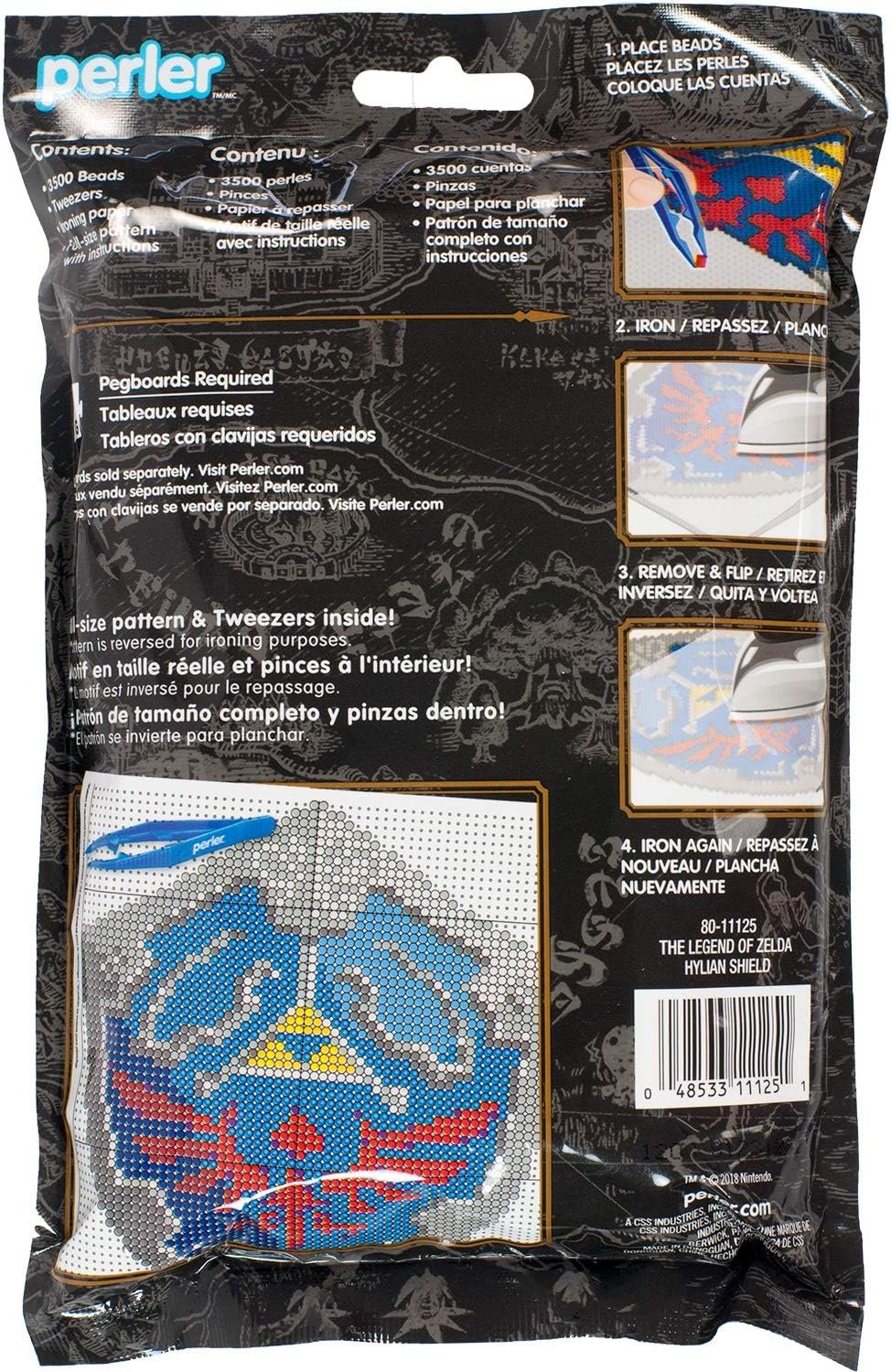 Perler Nintendo's The Legend of Zelda Hylian Shield Pattern and Fuse Bead Kit, 10.75'' x 13'', 3503pc