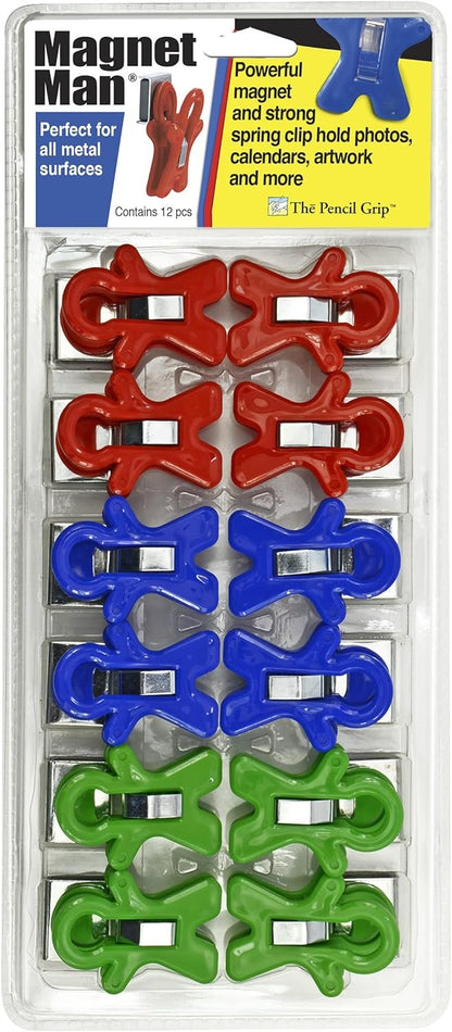 The Pencil Grip Magnet Man Magnetic Clip, Assorted Colors, Pack of 10