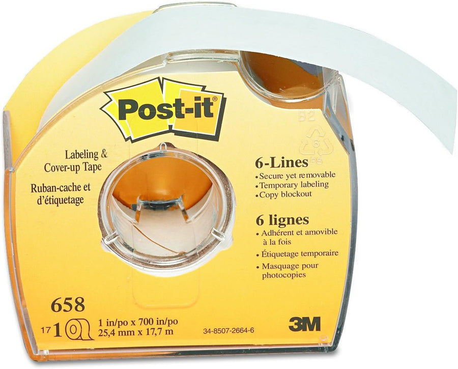 Post-it 652 Labeling & Cover-Up Tape, Non-Refillable, 1/3" x 700" Roll