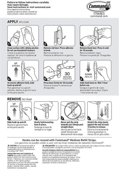 Command Medium Wire Hooks, White, Indoor Use, 3-Hooks, 4-Strips, Organize Damage-Free