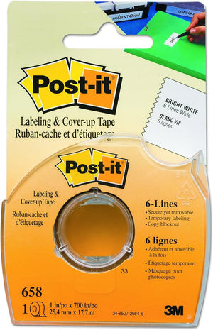 Post-it 652 Labeling & Cover-Up Tape, Non-Refillable, 1/3" x 700" Roll