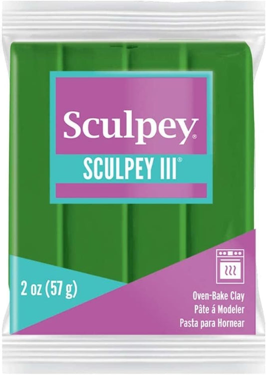 Sculpey III Polymer Oven-Bake Clay, Leaf Green, Non Toxic, 2 oz. bar, Great for modeling, sculpting, holiday, DIY, mixed media and school projects.Great for kids & beginners!