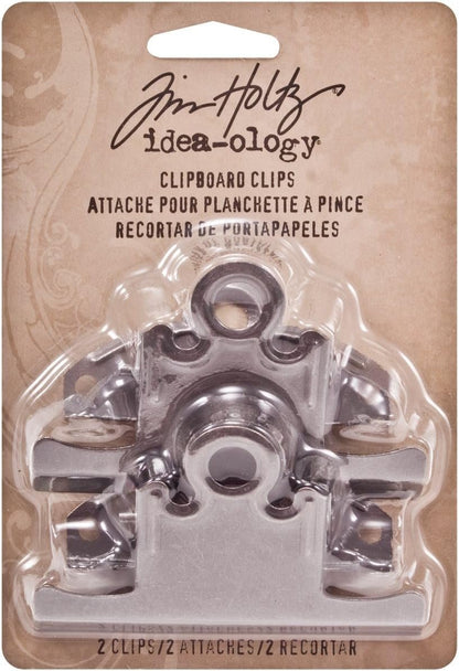 Tim Holtz Idea-ology Metal Clipboard Clips, 2 per Pack, 3-Inch, Antique Nickel Finish, TH93138