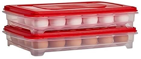 Egg Holder for Refrigerator, Deviled Egg Tray Carrier With Lid- Container for 24 Eggs