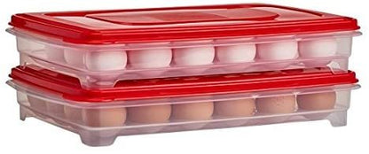 Egg Holder for Refrigerator, Deviled Egg Tray Carrier With Lid- Container for 24 Eggs