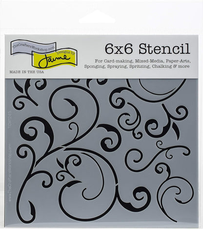 The Crafter's Workshop TCW124S Stencil Capricious, 6" x 6"