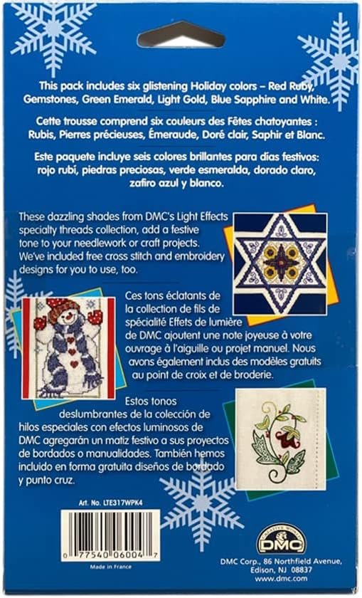 DMC 317WPK4 Light Effects Polyester Embroidery Floss, 8.7-Yard, Holiday