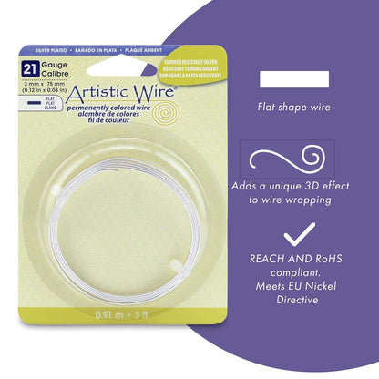 Artistic Wire Flat Wire - 21 Gauge, 3mm 5mm Copper Craft Wire for Jewelry Making, Bendable for Armature Sculpting, Dead Soft for Bezels and DIY Wrapping Wire