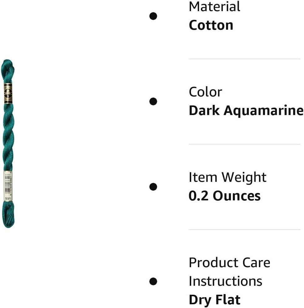 DMC 115 3-991 Pearl Cotton Thread, Dark Aquamarine, Size 3