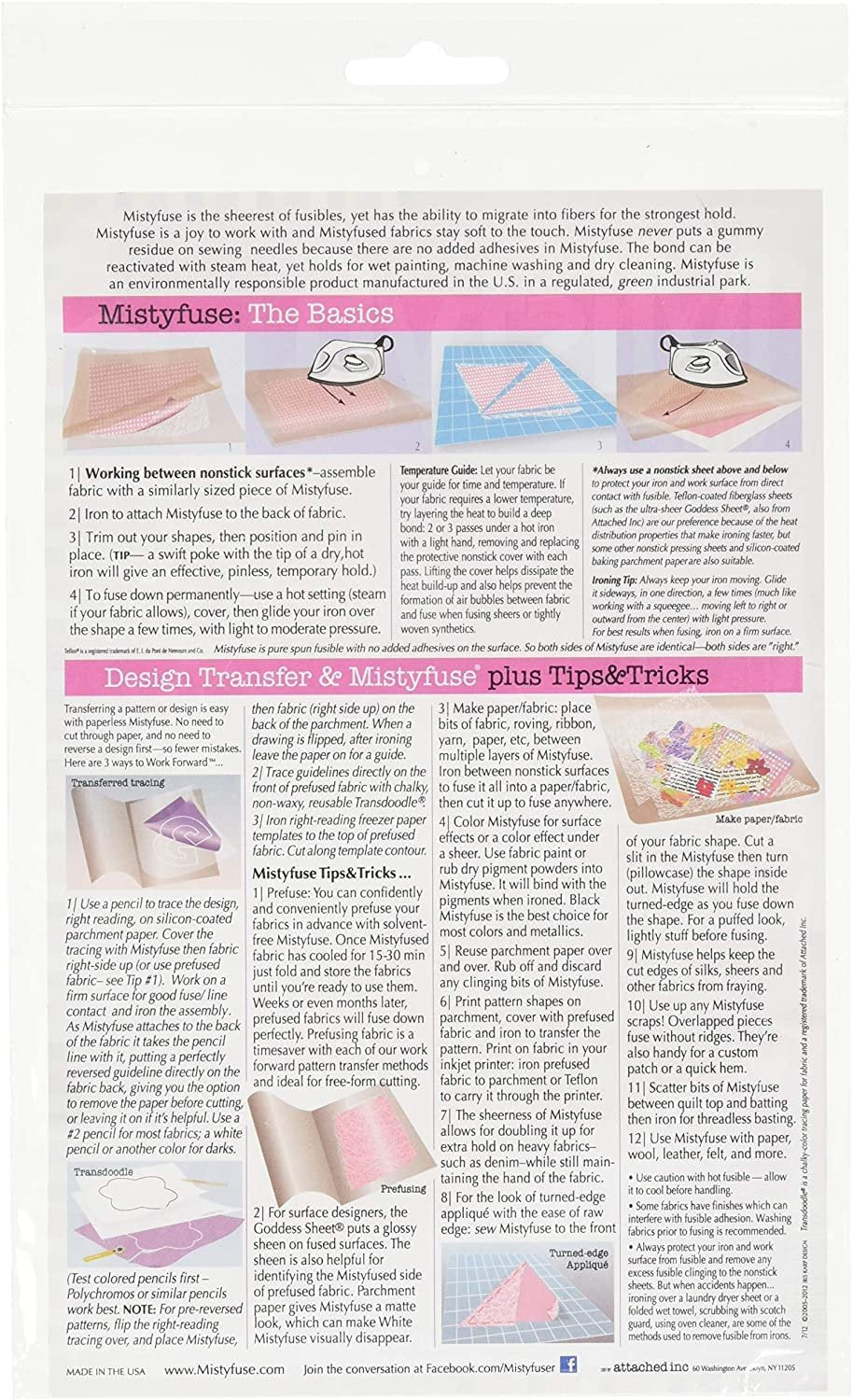 Attached Mistyfuse Sheer Fusible Interfacing, 20" x 90", White (EAWF01)