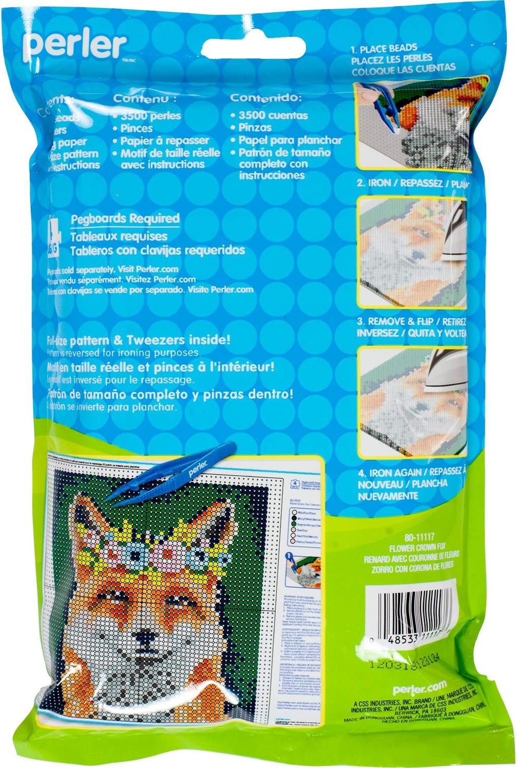 Perler Rainbow Terrier Dog Pattern and Fuse Bead Kit, 11'' x 11.5'', 3503pc