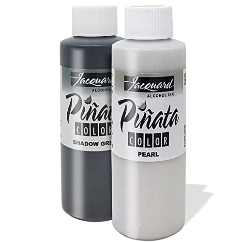 Jacquard Pinata Pearl and Shadow Grey Colors (4-Ounce Bottles), 3 Pixiss 20ml Needle Tip Applicator and Refill Bottles and 1.5 inch Funnel Bundle for Yupo and Resin