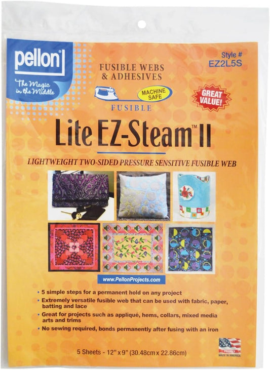 Pellon EZ Steam II Lite 12"X9" Sheets 5/Pkg-White