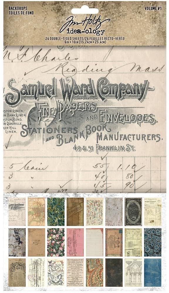 Tim Holtz Backdrops 2021 Set - Backdrops Volume #1 and Volume #2 - 6x10 Decorative Papers