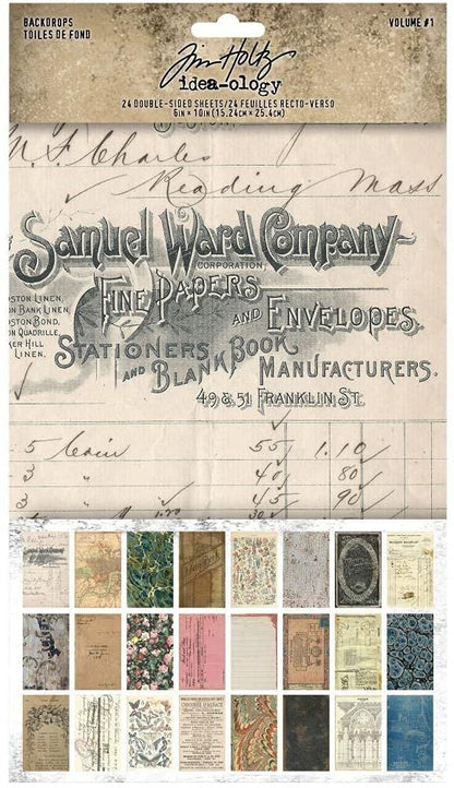Tim Holtz Backdrops 2021 Set - Backdrops Volume #1 and Volume #2 - 6x10 Decorative Papers
