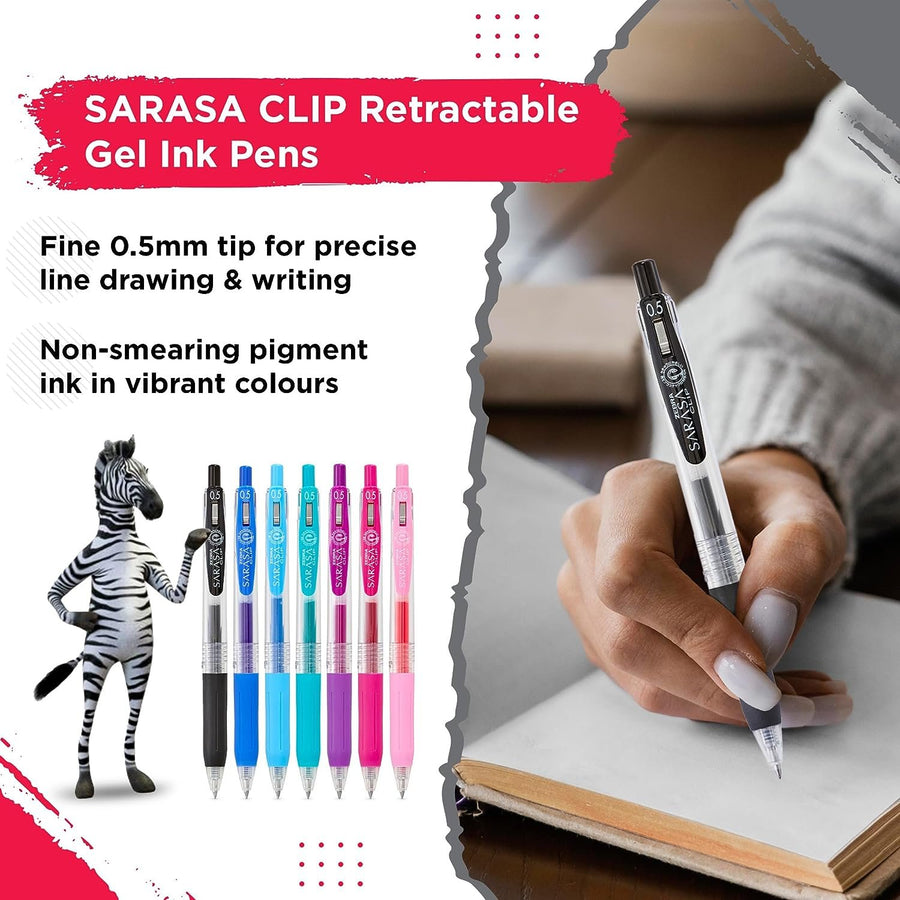 Zebra Pen Journaling Set, IncludesMildliner Highlighters and Sarasa Clip Retractable Gel Ink Pens