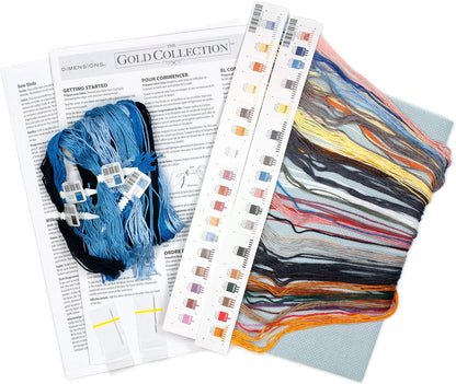 Dimensions Gold Collection Winter Cabin Christmas Cross Stitch Kit Grey 16 Count Aida, 15" x 10"