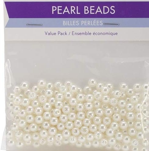 Craft Medley 256 Piece Acrylic Pearl Beads, 5mm, Ivory