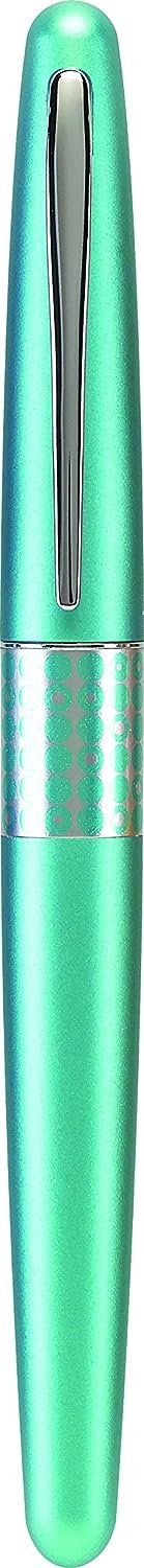 PILOT MR Retro Pop Collection Fountain Pen in Gift Box, Turquoise Barrel with Dots Accent, Fine Point Stainless Steel Nib, Refillable Black Ink (91436)