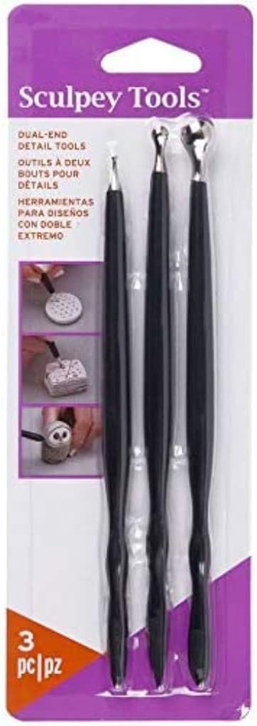Sculpey Tools Dual End Tools Set, clay tools, use with multiple types of clay - polymer oven-bake clay, air dry and non dry, Great for projects from jewelry, home décor and more!